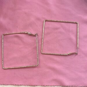 Elegant Rose Gold Square Hoop Earrings